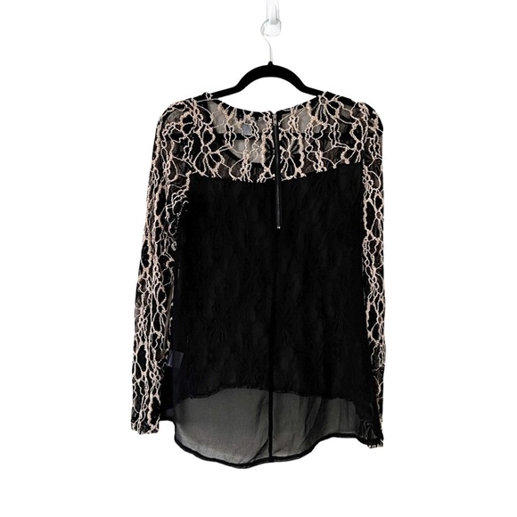 BAR III Long Sleeve Floral Lace Mesh Top Small - Picture 2 of 4
